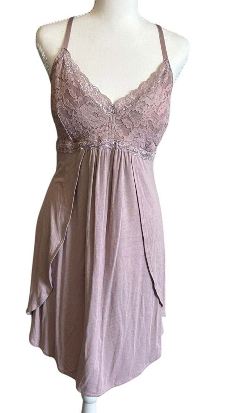 Babydoll Dress Maurices Taupe Lace Trim V-Neck